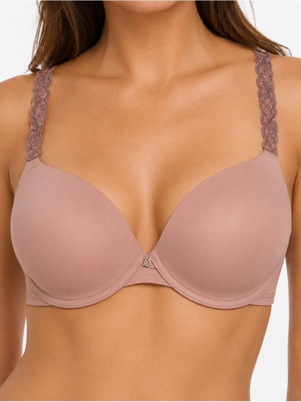 Natori Pure Luxe Women's Contour Underwire Bra Rose Beige 30DDD Lace Strap